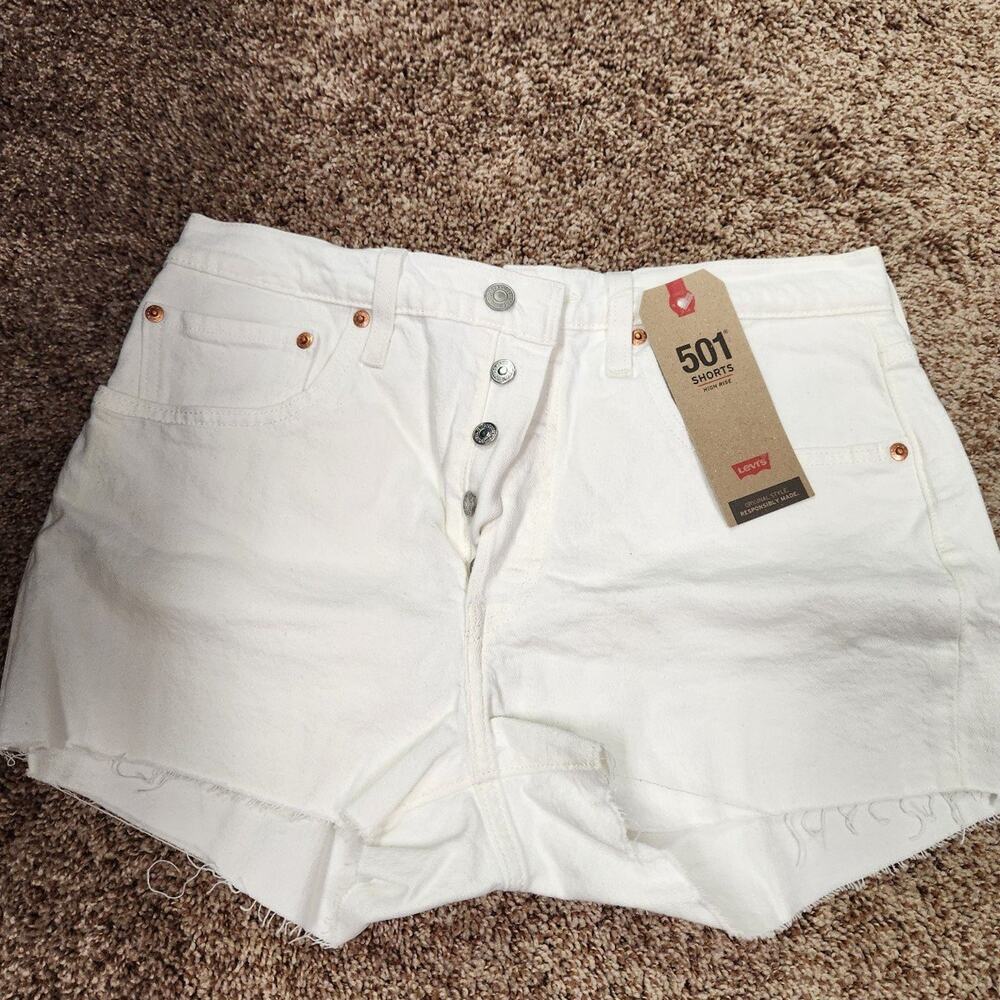 Levi's white jean shorts 501 high rise sz 30 Levi